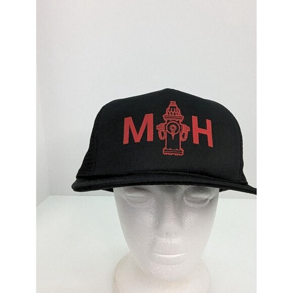M H Valve Company Logo Men Black Wide Brim Braid Mesh Back Adj Snapback Cap Hat - Picture 2 of 8